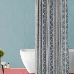 ArtzFolio Grey &Blue Printed Waterproof Shower Curtain-16