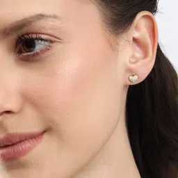 DressBerry Gold-Plated CZ Heart Shaped Stud Earrings-24