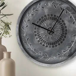 Home Centre Grey & White Printed Contemporary Wall Clock-30