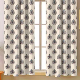 Steve & Anderson Bharat Motifs Off White And Blue 2 Peices Window Curtains (5 Feet)-image-76