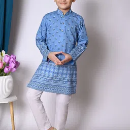 NFC CREATION Boys Ethnic Motifs Printed Regular Pure Cotton Kurta with Pyjamas-52