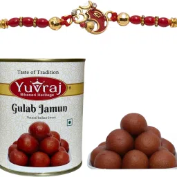 designer rakhi for bhai with sweets gulab jamun 500 gm pack Assorted Gift Box-image-23