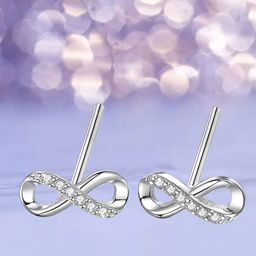 VAMA Silver-Plated Crystals Studded Infinity Shaped Studs-picture-13