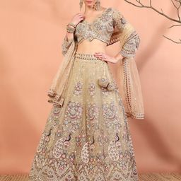 Chhabra 555 Floral Embroidered Sequinned Peacock Inspired Resham Lehenga Choli & Dupatta-image-73