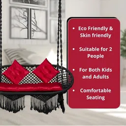 Swingzy Black & Red Square-Shaped Hammock Swing With Cushion image 3