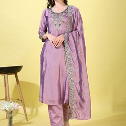 KALINI Women Ethnic Motifs Embroidered Regular Sequinned Kurta with Trousers & With Dupatta-picture-52