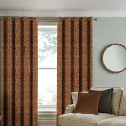 Myntra Elegant Homes Set of 2 Multicoloured & Orange Paisley Black Out Door Curtain-picture-12