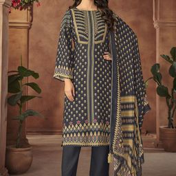 Stylee LIFESTYLE Floral Printed Pure Silk Unstitched Dress Material-image-26