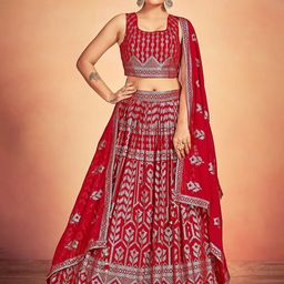 VANAKARA Embroidered Ready to Wear Lehenga & Blouse With Dupatta-image-21