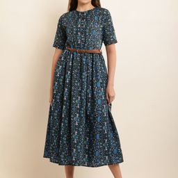 Moda Rapido Floral Print Fit & Flare Midi Dress-image-98