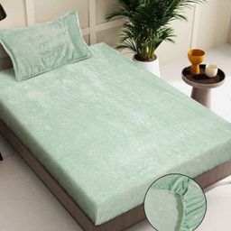 BREVARD Sea Green 210 TC Single Bedsheet Set 91 cm x 182 cm-image-85