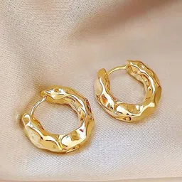 Krelin Set Of 2 Rhodium-Plated Textured Circular Shaped Hoop Earrings image 4