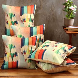 Myntra Elegant Homes Set of 5 Jute Silk Square Cushion Covers-picture-15
