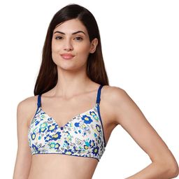 Women Cotton Blue Padded Non-Wired Lingerie Bra Sport wear Gym Crop Tank Top-picture-13