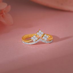 GIVA Gold Glittery Crown Diamond Ring-image-62