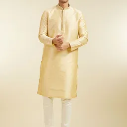 Diwas by Manyavar Mandarin Collar Thread Work Straight Kurta-image-93