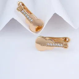 DIMIKI Rose Gold-Plated American Diamond Studded Korean Quirky Shaped Hoop Earrings-picture-23