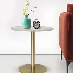 Metalsmith White & Gold-Toned Round Bedside Table-38