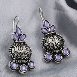 Saizen Silver-Plated Circular Shaped Drop Earrings-image-61
