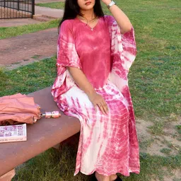 Maaesa Women Tie and Dye Flared Sleeves Kaftan Maxi Kurta-image-36