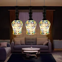 KINIS Yellow & Blue Printed Quirky Abstract Shaped Ceiling Lamp image 5