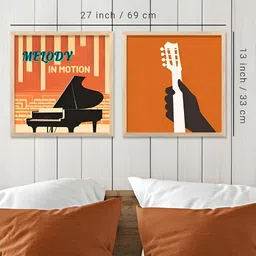 Kotart Brown & Black 2 Pieces Wooden Abstract Wall Paintings image 2