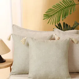 eyda Grey 2 Pieces Square Tasselled Cushion Covers-image-10