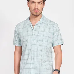DIVISIVE Men Comfort Slim Fit Tartan Checked Spread Collar Cotton Casual Shirt-picture-12