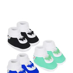 NESKA MODA 0 To 12 Months Baby Boys & Baby Girls Pack of 3 Pair Soft Cotton Butterfly Baby Booties-picture-16