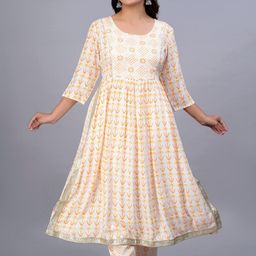 SMIEN Women Printed Cotton Blend Kurta Sets-image-129