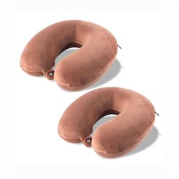 Aura Brown Set of 2 Memory Foam Filled Cotton Travel Pillow-10