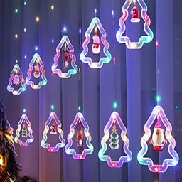 KAVYARA Blue & Pink Christmas Tree Shape String Lights-50