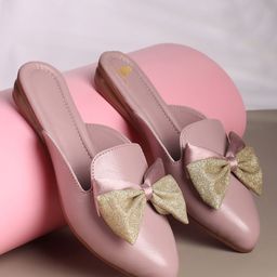 sneakers villa Women Solid Mules Flats With Bows-picture-56