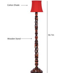 Devansh Brown & Red Wooden Floor Lamp With Shade image 2
