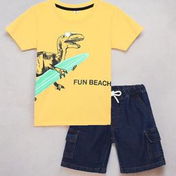 YK Boys Printed Round Neck Pure Cotton T-Shirt With Shorts-image-21