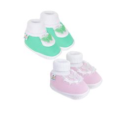 NESKA MODA Unisex Kids Pack of 2 Butterfly Detail Cotton Booties-picture-35