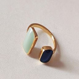 AQUASTREET Gold Plated Enamel Square & Rectangle Open Ring image 3