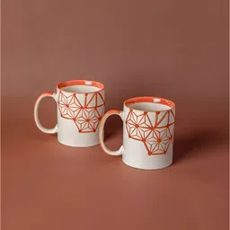 FREEDOM TREE Kiwach Set Of 2 Hand Painted Printed Ceramic Matte Cups and Mugs-4