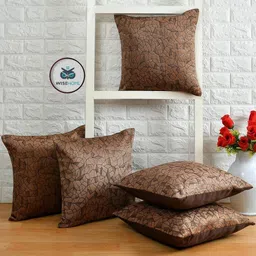 WISE HOME Brown Set of 5 Square Cushion Covers-picture-39