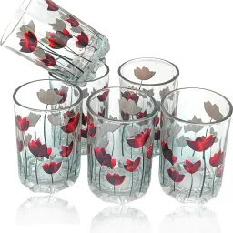 (Pack of 6) Drinking Water, Juice, Cocktail, Bourbon, Wine, Soda, Sharbat, Mocktail Glass Set Water/Juice Glass-image-80