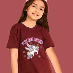NUSYL Girls Graphic Printed Round Neck Cotton Oversized T-shirt-picture-38