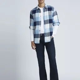 Pepe Jeans Men Spread Collar Windowpane Checked Cotton Casual Shirt-picture-27