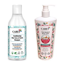 CARET ORGANIC Aloe vera Shampoo & Nourishing Body Lotion Combo- 200 ml Each-11