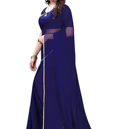 The Fashion Attire Printed Daily Wear Chiffon Saree (Dark Blue)-picture-17