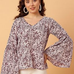 NEESH Floral Print Bell Sleeve Crepe Top-image-47
