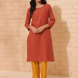 Fabindia Keyhole Neck Cotton A-Line Kurta-image-15