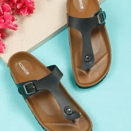 Kosher Women Open Toe Flats with Buckles-17