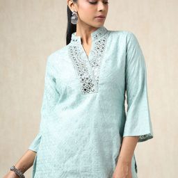 Soch Geometric Yoke Design Mirror Work Tunic With Trousers image 3