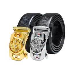 SHOPGLOBAL Unisex Set Of 2 Textured Leather Belt-picture-16