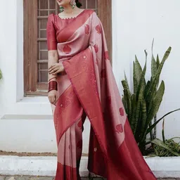 Mitera Woven Design Zari Silk Blend Banarasi Saree-image-3